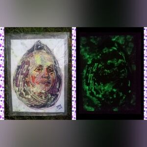 🎨Benjamin Franklin Glow In The Dark Watercolor Painting🖼